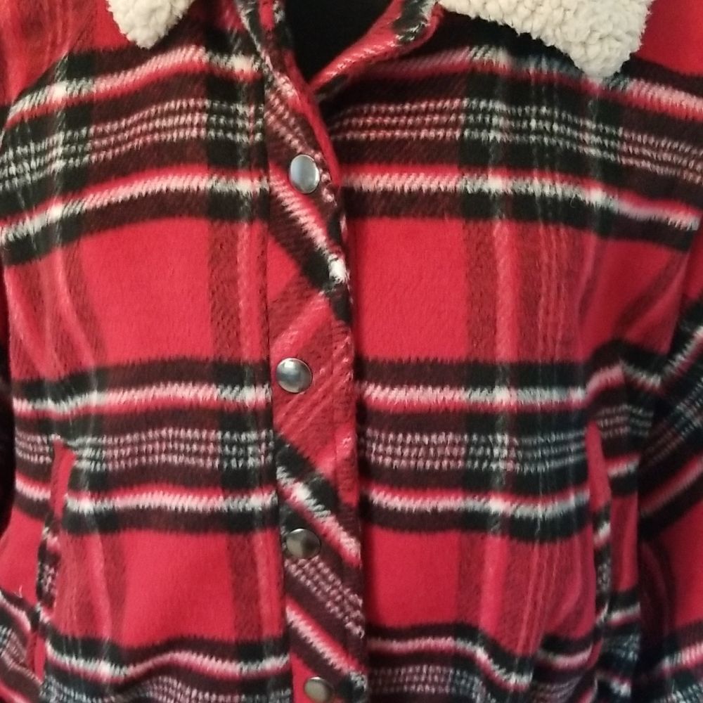 Plaid And Sherpa Button Front Shacket Jacket - image 7
